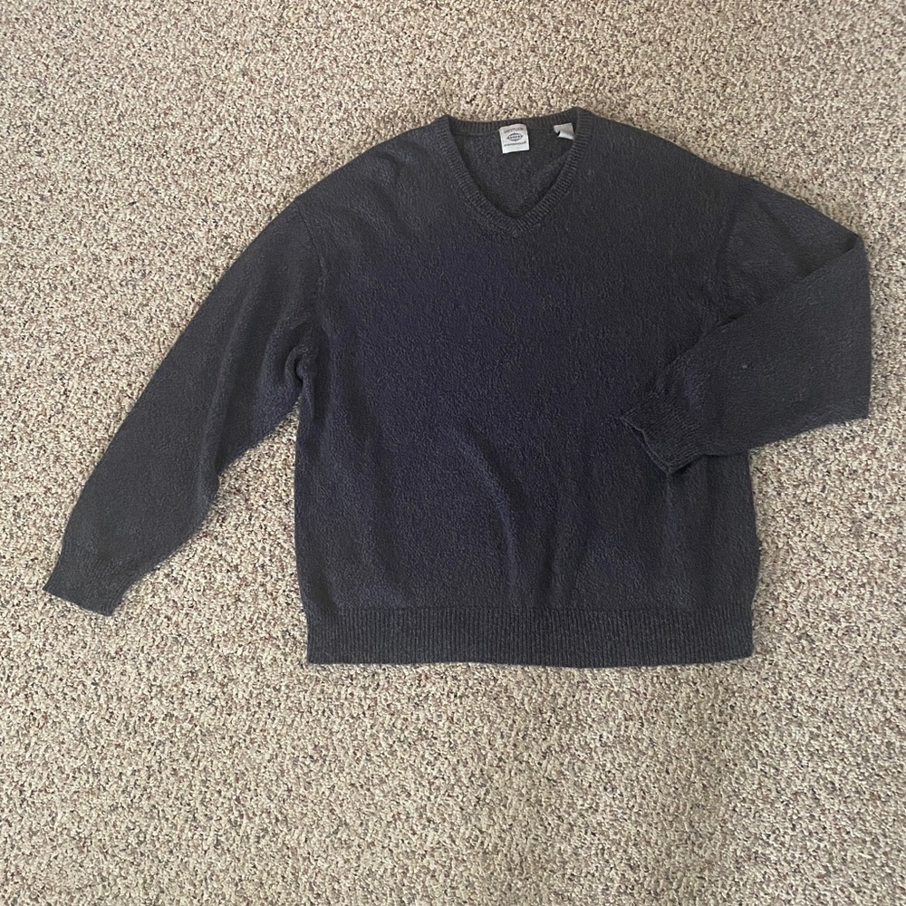 Vintage Latitude by Northern Isles Men's Blue/Grey V-Neck Sweater 100% Cotton